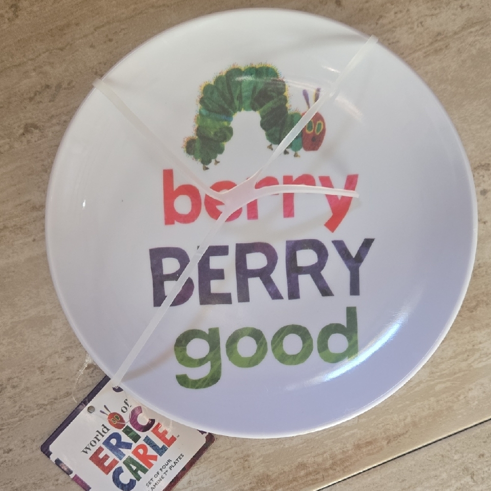 New Godinger Set of Four Eric Carle's Hungry Caterpillar Melamine Plates